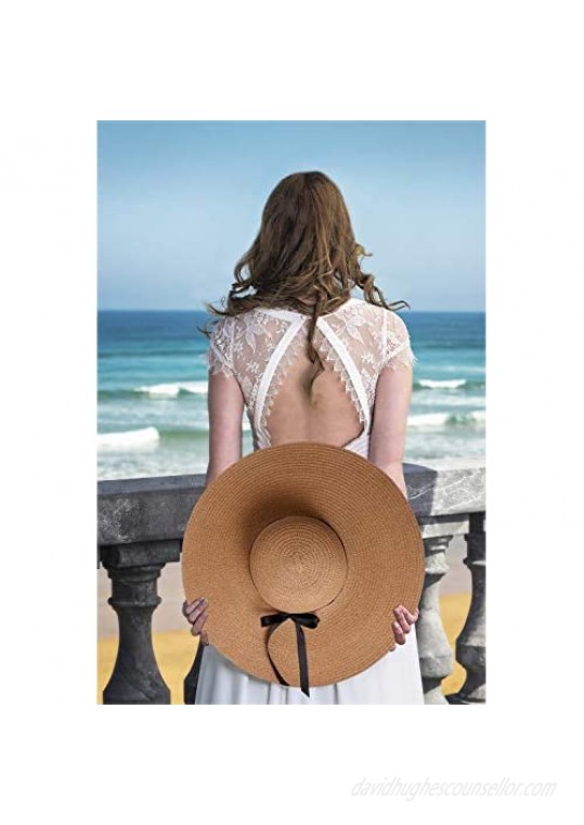 Womens Straw Hat Sun Hat for Women Beach Cap Summer Hats UV Protection UPF50+
