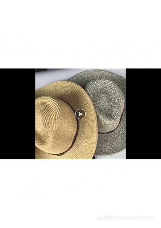 Womens Sun Straw Hat with Wind Lanyard UPF Beach Packable Summer Beach Cowboy Shapeable Gargen Straw Hats for Women Men