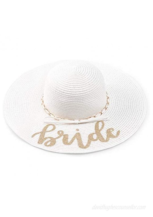 xo Fetti Bride Sun Hat | Bachelorette Beach Gift Bridal Favor Honeymoon Wedding Engagement White Gold