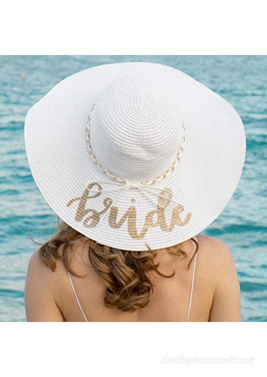 xo Fetti Bride Sun Hat | Bachelorette Beach Gift Bridal Favor Honeymoon Wedding Engagement White Gold