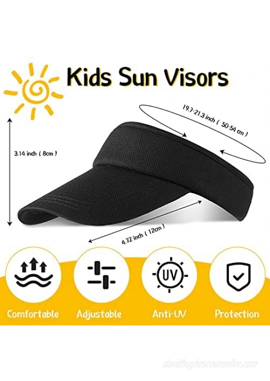 3 Pieces Kids Visors Sun Toddler Children Cap Long Brim Thicker Sweatband Adjustable Sports Hat (Black White Pink)