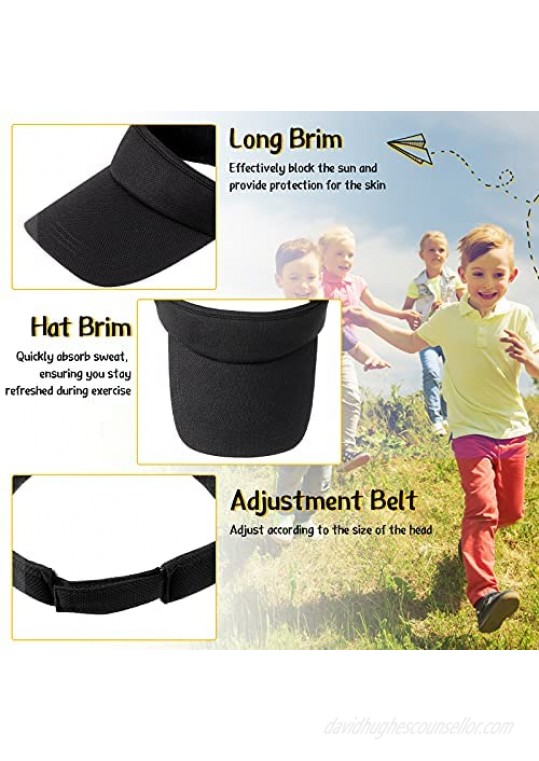 3 Pieces Kids Visors Sun Toddler Children Cap Long Brim Thicker Sweatband Adjustable Sports Hat (Black White Pink)