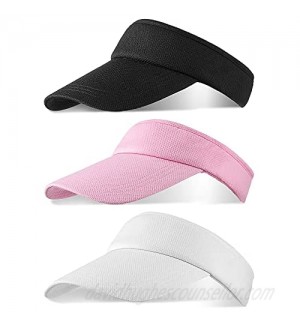 3 Pieces Kids Visors Sun Toddler Children Cap Long Brim Thicker Sweatband Adjustable Sports Hat (Black  White  Pink)
