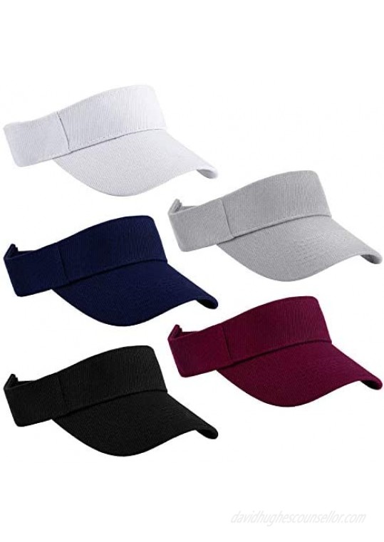 Aodaer 5 Pack Cotton Sun Visor Hats Adjustable Sports Sun Visors for Women Men Outdoor