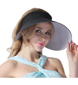 CACUSS Women's Summer Sun Hat Large Brim Visor Adjustable Nylon Buckle Packable UPF 50+