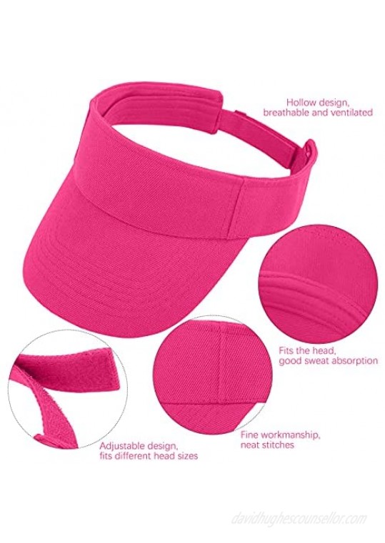 Cooraby 12 Pack Visor Cap Sun Protection Sports Visor Hats Summer Adjustable Wide Brim for Men and Women
