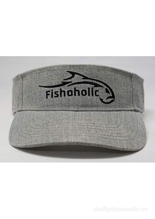 Fishoholic Sun Fishing Visor for Women Men who Fish Golf Run Hike at Beach Hat (R) Fishaholic