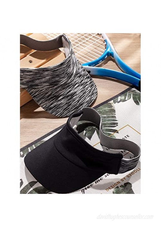 SATINIOR 3 Pieces Visor Caps Adjustable Sun Visor Hat Sports Hat Lightweight Quick Dry Hat for Women Men Golf Tennis Cycling Running Jogging White Gray Black Large