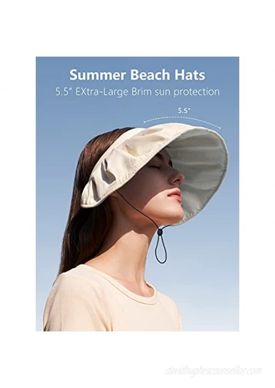 Sun Visor Hats for Women Roll Up UPF 50+ UV Sun Protective Convertible Summer Beach Hat