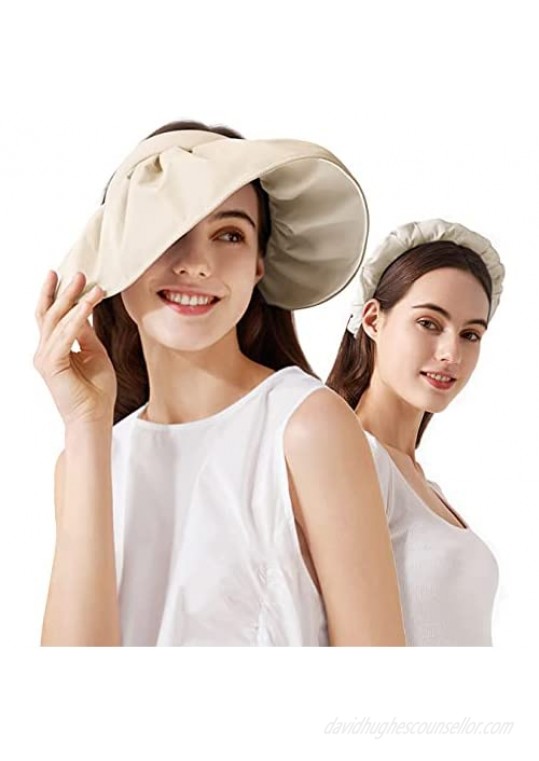 Sun Visor Hats for Women Roll Up UPF 50+ UV Sun Protective Convertible Summer Beach Hat