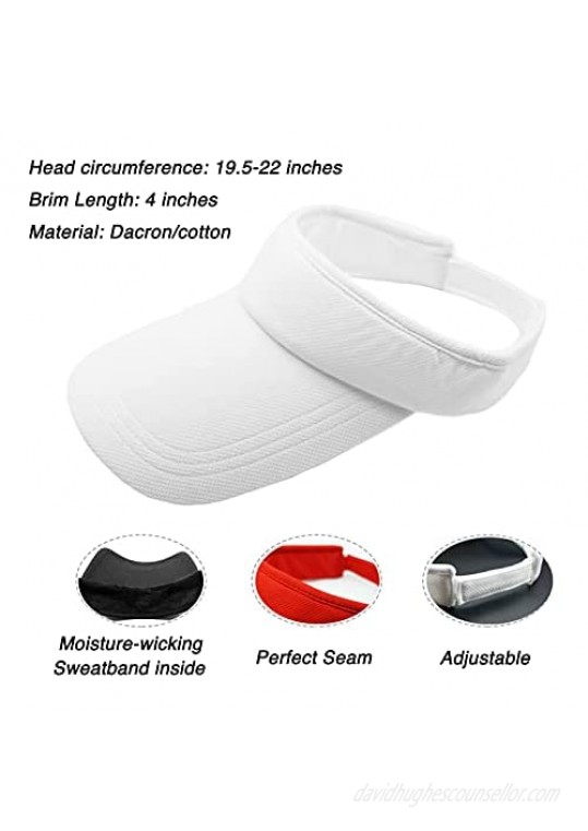 Tannius Long Brim Visor Hat Sun Visor for Women and Men Sweatband Cap for Tennis Golf and All Sports Soft and Adjustable