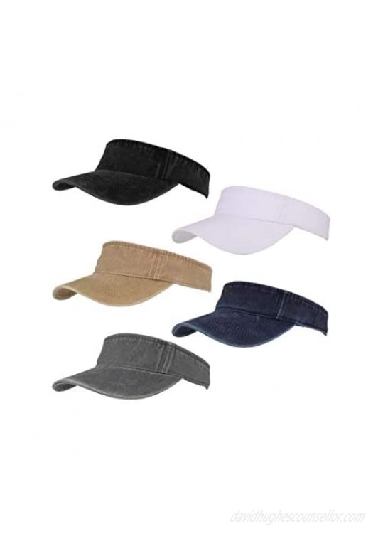 Teblacker 5Pcs Sport Sun Visor Hat  Sun Visor Adjustable Cap Athletic Visor Hat for Men Women