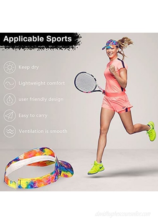 Tie Dye Sun Visor Hat for Women & Men Golf Ball Cap Summer UV Beach Hat for Sports Running Tennis Lightweight & Adjustable