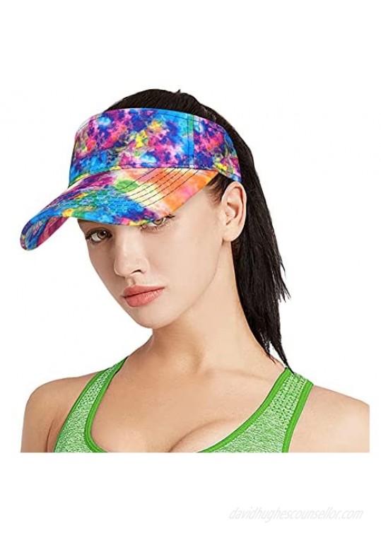 Tie Dye Sun Visor Hat for Women & Men Golf Ball Cap Summer UV Beach Hat for Sports Running  Tennis  Lightweight & Adjustable