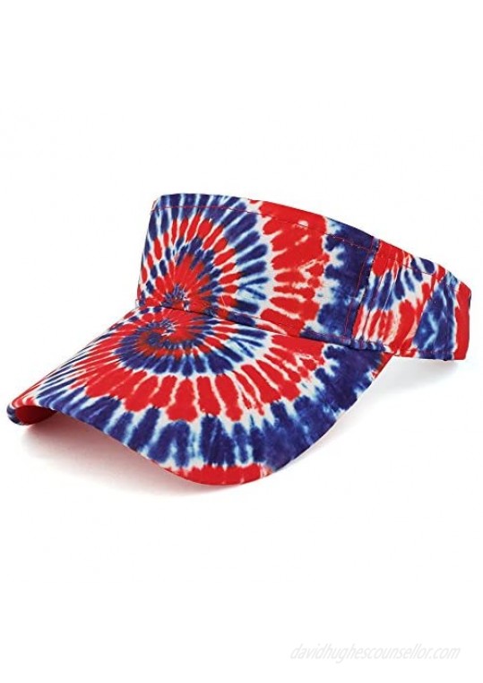 Trendy Apparel Shop Hippy Tie Dye Printed Colorful Cool Summer Visor Cap