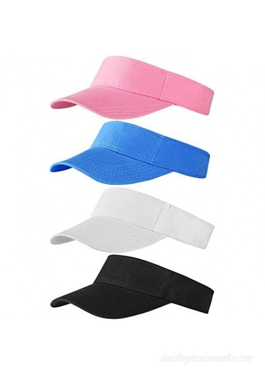 Trounistro 4 Pack Sun Sports Visor Hats Adjustable Hat Summer Cotton Cap