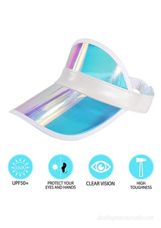 Ultrafun Unisex Candy Color Sun Visors Hats Plastic Clear UV Protection Cap for Sports Outdoor Activities