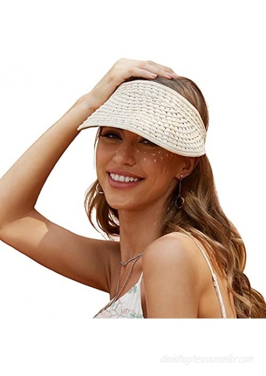 Visors for Women Beach Hats for Women Straw Sun Hats for Women Visors Hand Made Mesh and Woven