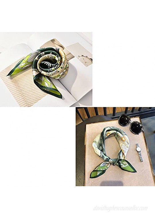 100% Pure Mulberry Silk Scarf Small Square Silk Neckerchief Colorful Digital Printed Headscarf Wraps 21X21 Inches