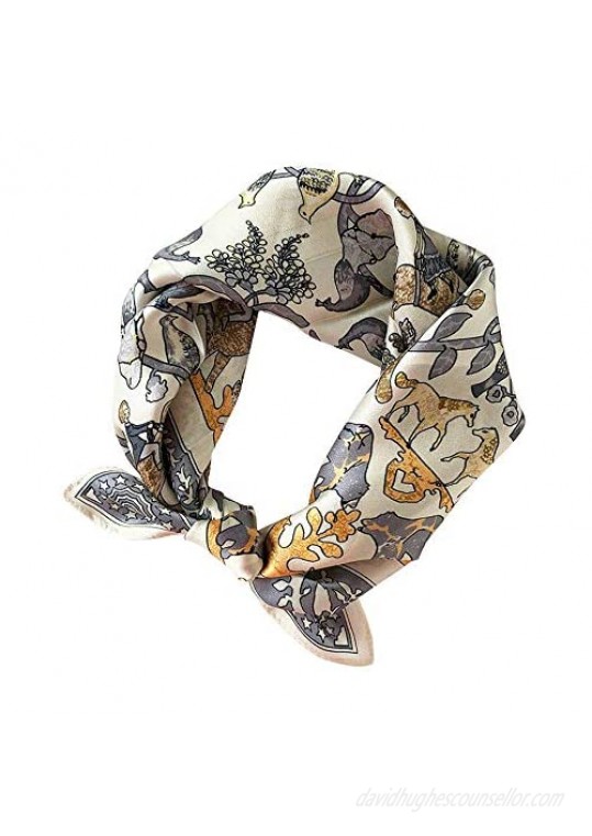 100% Pure Mulberry Silk Scarfs Women Small Square Scarf 21" x 21" Breathable Lightweight Neckerchief Printed Headscarf