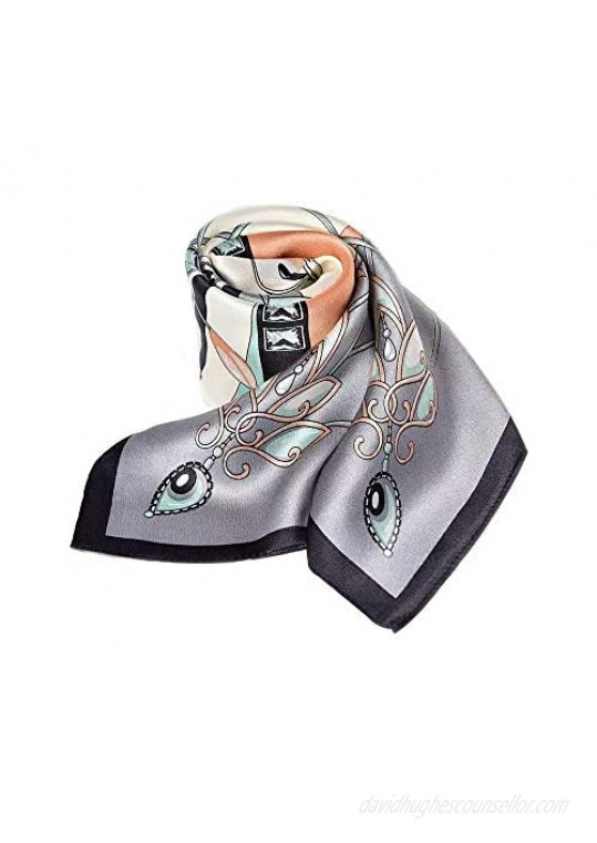 100% Pure Mulberry Silk Square Scarf for Hair-27''x27''- Women Men Natural Silk Neckerchief Digital Printed Headscarf