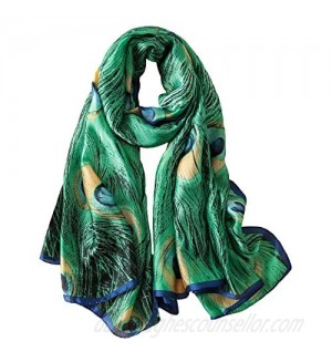 100% Silk Scarf - Women's Fashion Large Sunscreen Shawls Wraps - Lightweight Floral Pattern Satin for Headscarf&Neck