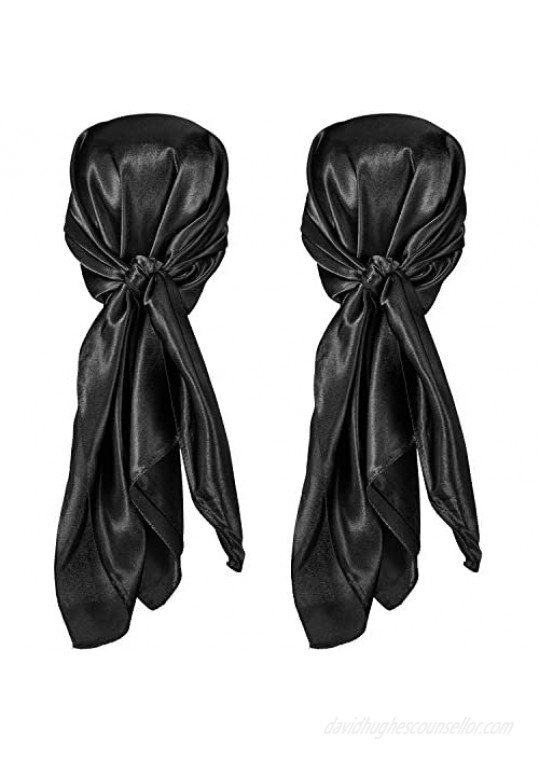 2 Pieces Silk Head Scarf for Women Sleeping Hair Wrapping Night Satin Scarf