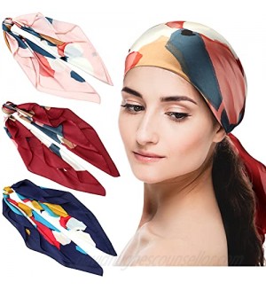 3 Pieces Satin Head Scarves Square Scarf Silk Like Hair Wrapping Scarves Sleeping Head Scarf Medium Square Neck Scarf for Women Girls  27.6 x 27.6 Inches (Spot)
