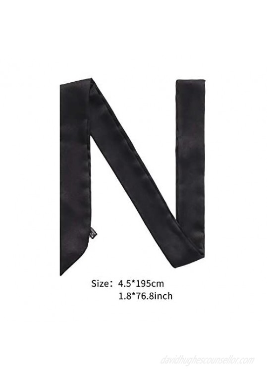 3 Pieces Summer Skinny Scarf Plain Scarves Solid Color Satin Scarf Narrow Scarf Belt Neck Wrist Scarf (Black White Grey)
