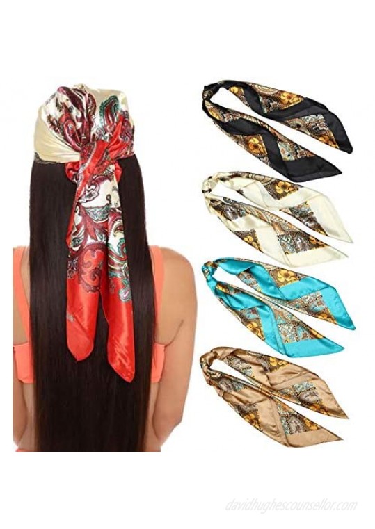 Fashion Womens Square Satin Silk Scarf Scarves Bandanas Head Wrap Shawl 35*35"