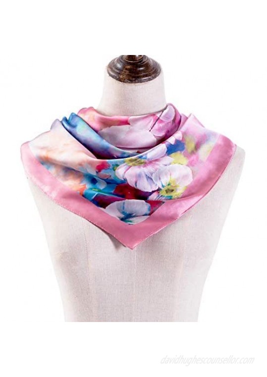 35” Square or Solid Oblong Large 100% Mulberry Silk Hair Scarf Wrap With Gift Box Package