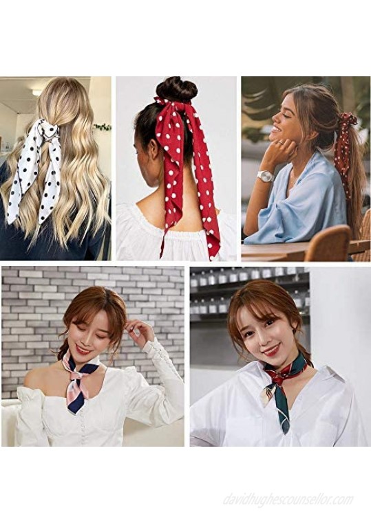 6Pcs Square Silk Satin Scarf Head Neck Scarf for Women Hair Tie Band Accessoriy