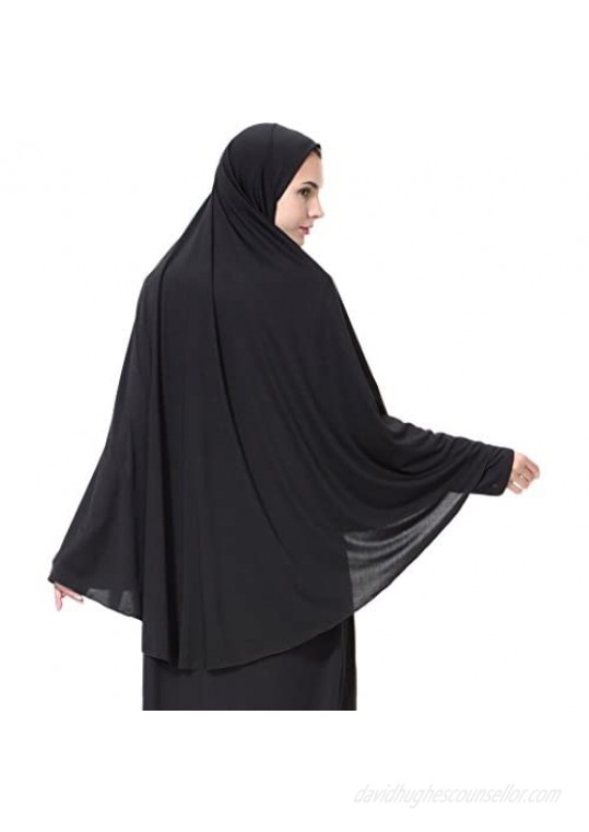 Ababalaya Women's Elegant Modest Muslim Islamic Ramadan Soft Lightweight Jersey Hijab Long Scarf