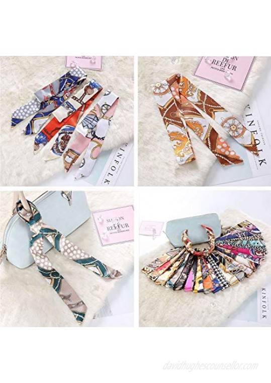 Aimyoo 32pcs Handbag Handle Ribbon Scarf - 16 Pairs Fashion Hairband Neckerchief Scarf Ribbon for Women Girls Ladies Decoration