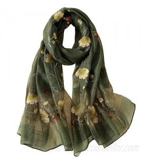 Alysee Women Exquisite Silk&Wool Mixed Embroidered Scarf Headwrap Shawl