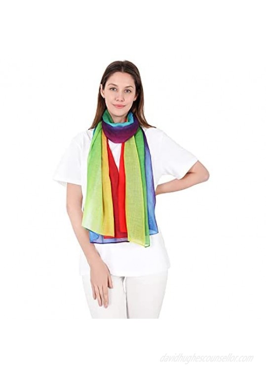 BlueSkyDeer Scarfs for Women Lightweight Rainbow Colors Scarf Fashion Scarves Sunscreen Shawls