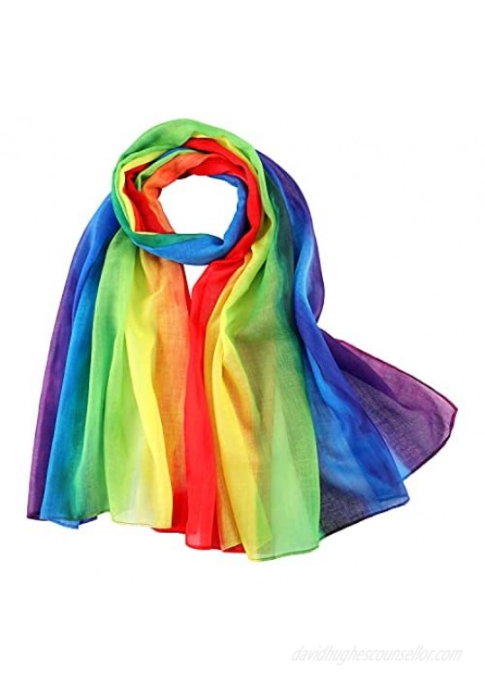 BlueSkyDeer Scarfs for Women Lightweight Rainbow Colors Scarf Fashion Scarves Sunscreen Shawls