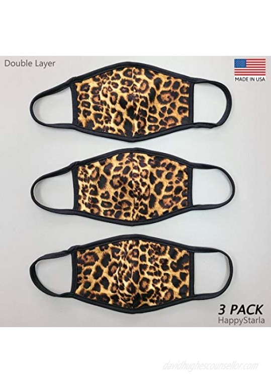 Cameleon Cover - Made in USA - Fashion Cheetah Face Mask Covering Washable Cotton Double Layer - 3 Pack (Cheetah Collection)