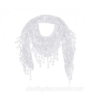 Cotchear Lace Scarf Floral Crochet Lightweight Tassel Sheer Wrap Scarves Shawl