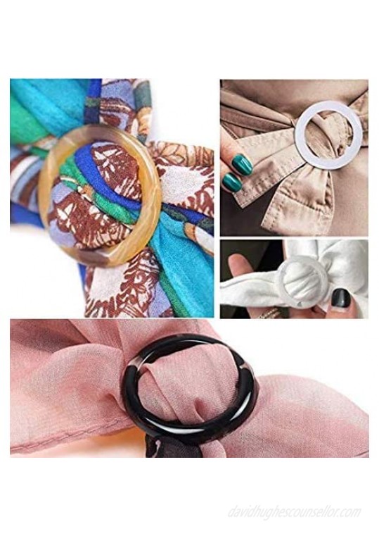 DNHCLL 8 PCS 1 Inch/2.5cm Round Plastic Smoothly Fashion Silk Scarf Clip Clasp Ring Scarf Buckle Slides Neckerchief for Women Girls (Random Color)