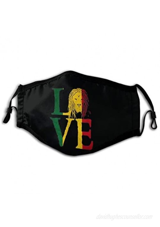 Facial Protection Rasta Lion Jamaican Reggae Love Face Cover Reusable Mouth Cover for Adult Kid Black