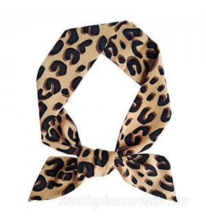 GERINLY Leopard Neck Tie Chic Skinny Scarf Hairband Stylish Purse Scarf Leopard Accessory