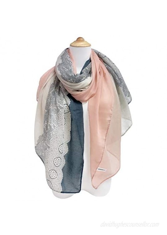 GERINLY Stylish Scarves for Women Lightweight Fashion Lace Printed Wrap Scarfs