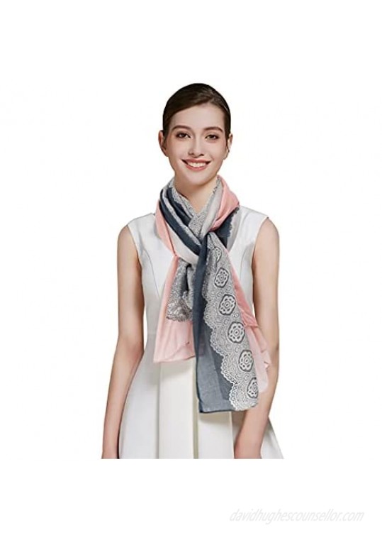 GERINLY Stylish Scarves for Women Lightweight Fashion Lace Printed Wrap Scarfs