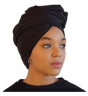 Head Wraps for Women - African Hair Scarf & Stretch Jersey - Long  Soft & Breathable Turban Tie Headwrap for Natural Hair