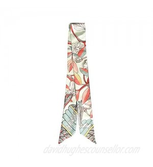 IMLECK Fashion Natural Flower Bird Printing Handbag Handle Ribbon Scarf Neck Scarf for Women