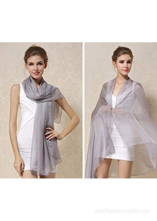 K-Elewon Solid Color Silk Scarf Fashion Scarves Wrap Long Lightweight Shawls for Women