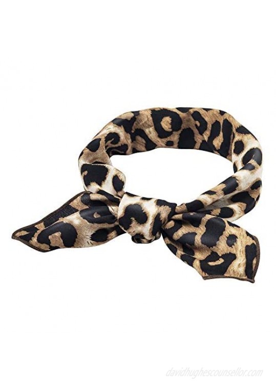 Leopard Print Hair Scarfs Cheetah Bandana Animal Neck Neckerchief for Women