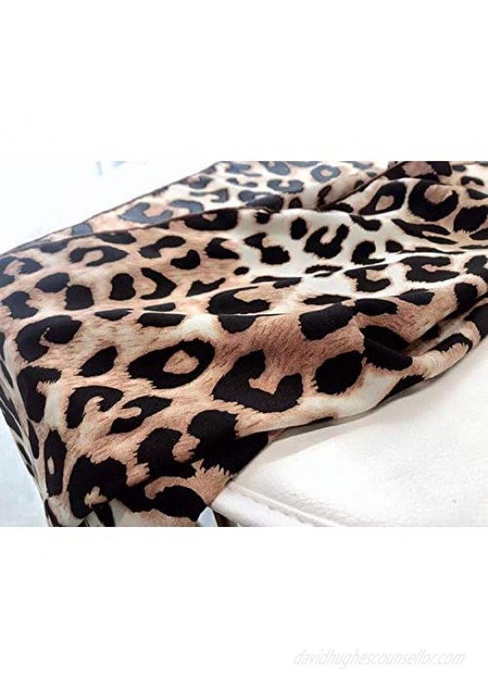 Leopard Print Hair Scarfs Cheetah Bandana Animal Neck Neckerchief for Women