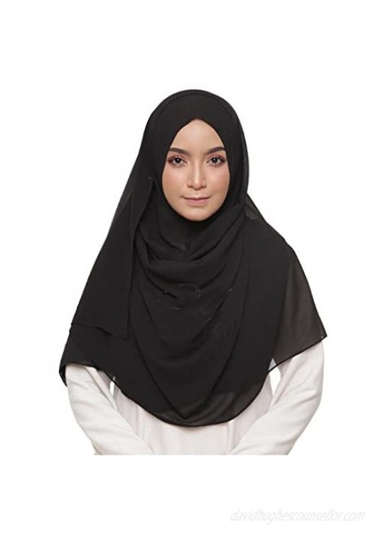 LMVERNA Solid Color Bubble Chiffon Scarf for Women Fashion Soft Hijab Long Scarf Wrap Scarves